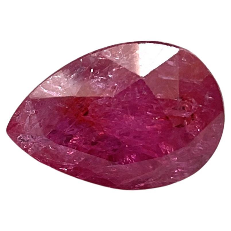 Certified 10.44 Carats Mozambique Ruby Pear Faceted Cutstone No Heat Natural Gem