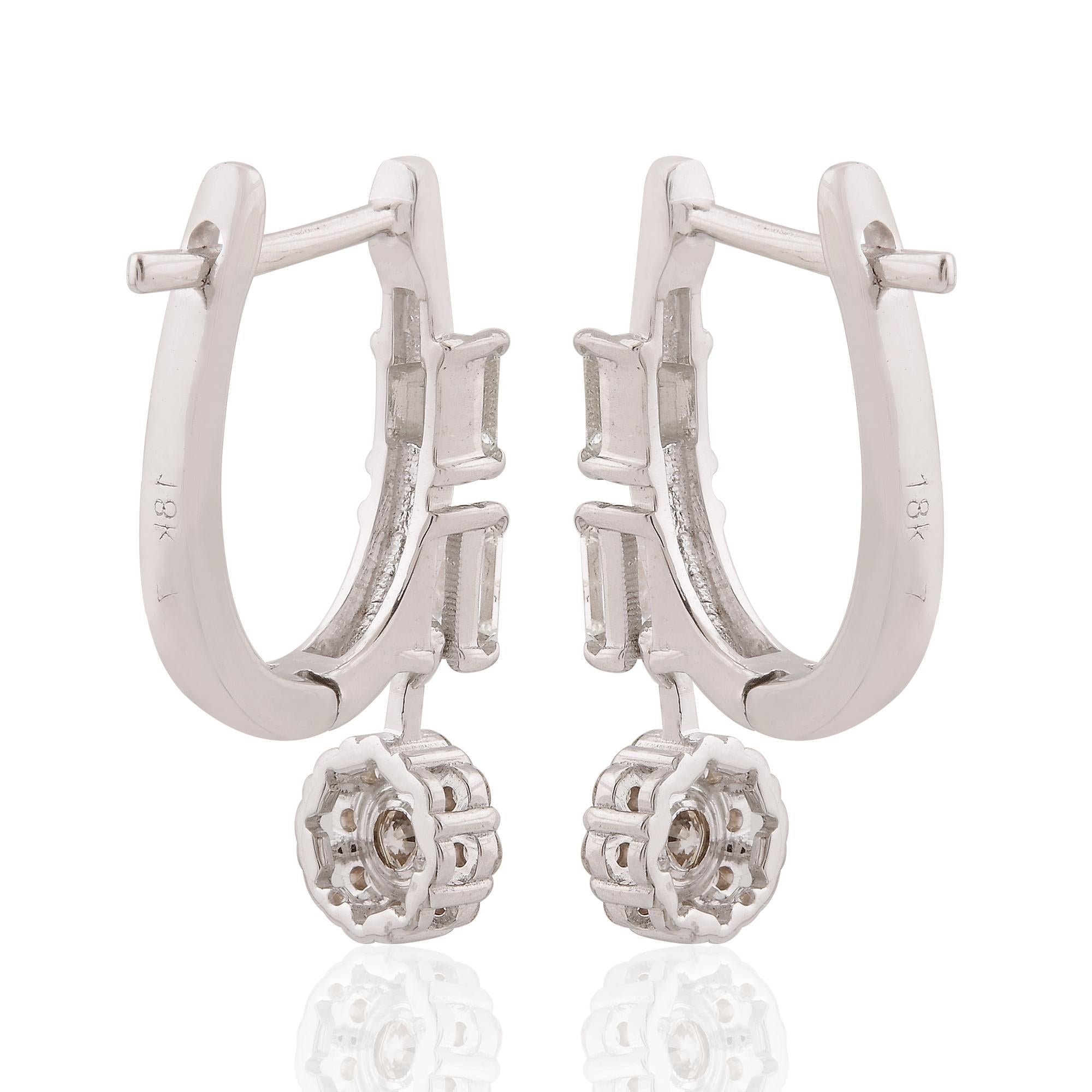 Certified 1.05 Carat SI Clarity HI Color Diamond Earrings Solid 18k White Gold In New Condition For Sale In Diera, Dubai