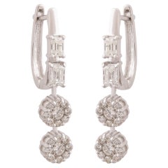 Pendientes de diamantes certificados de 1,05 quilates de oro blanco macizo de 18k con claridad SI y color HI