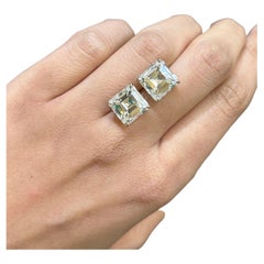 Pendientes de diamantes Asscher certificados de 10,57 quilates color I, calidad VS talla