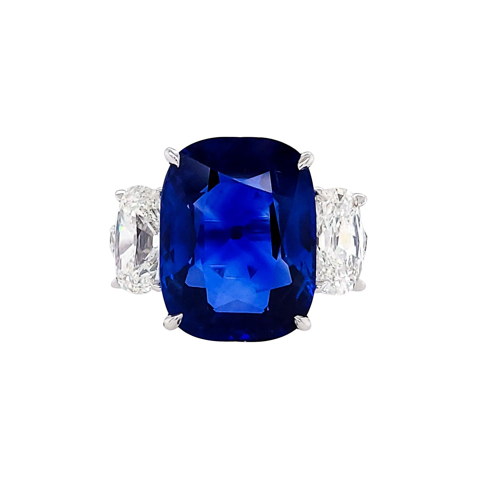 Certified 10.58 Carat Sapphire Diamond Cocktail Ring
