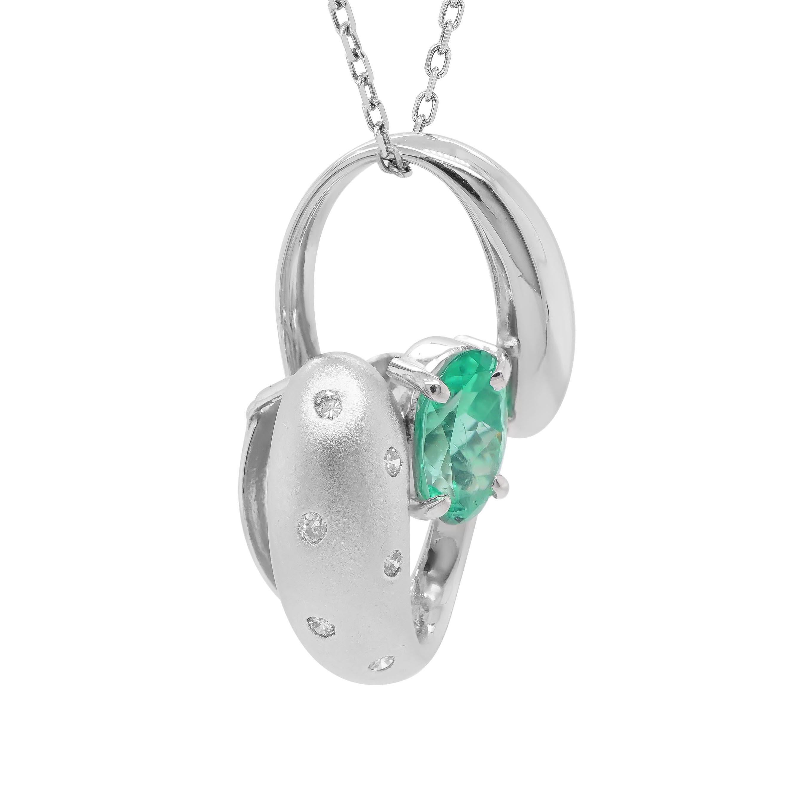 Contemporary Certified 1.06 Carat Emerald 'Hope' Pendant PT 900 For Sale