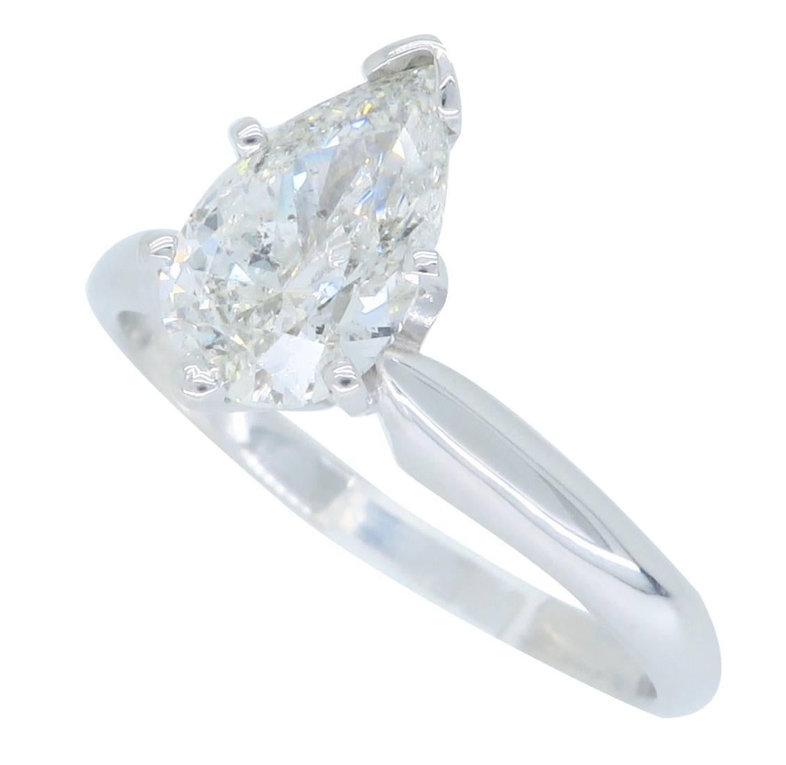 Certified 1.06 Carat Pear Shape Diamond Platinum Engagement Ring 6