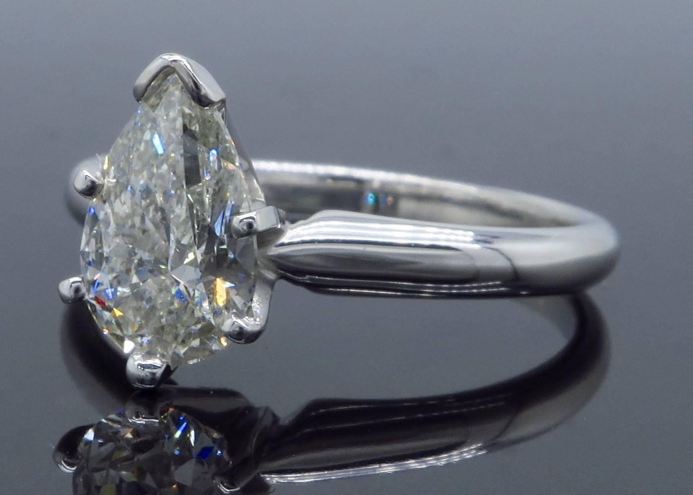 Certified 1.06 Carat Pear Shape Diamond Platinum Engagement Ring 1
