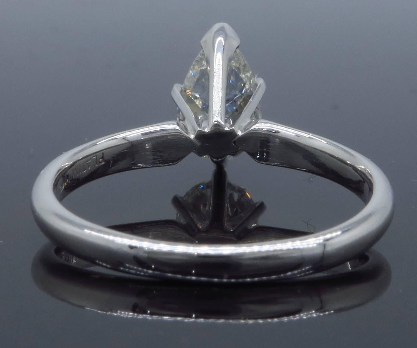 Certified 1.06 Carat Pear Shape Diamond Platinum Engagement Ring 3