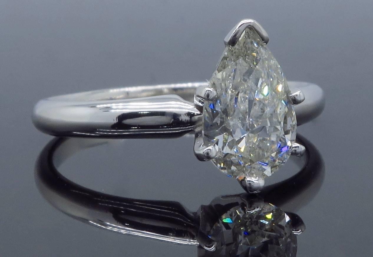 Certified 1.06 Carat Pear Shape Diamond Platinum Engagement Ring 5