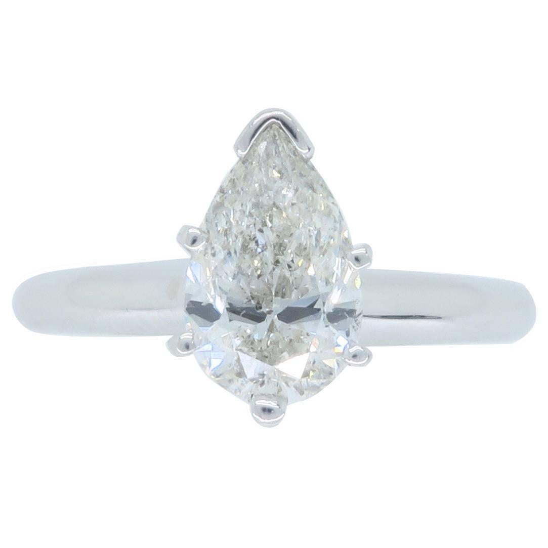 Certified 1.06 Carat Pear Shape Diamond Platinum Engagement Ring