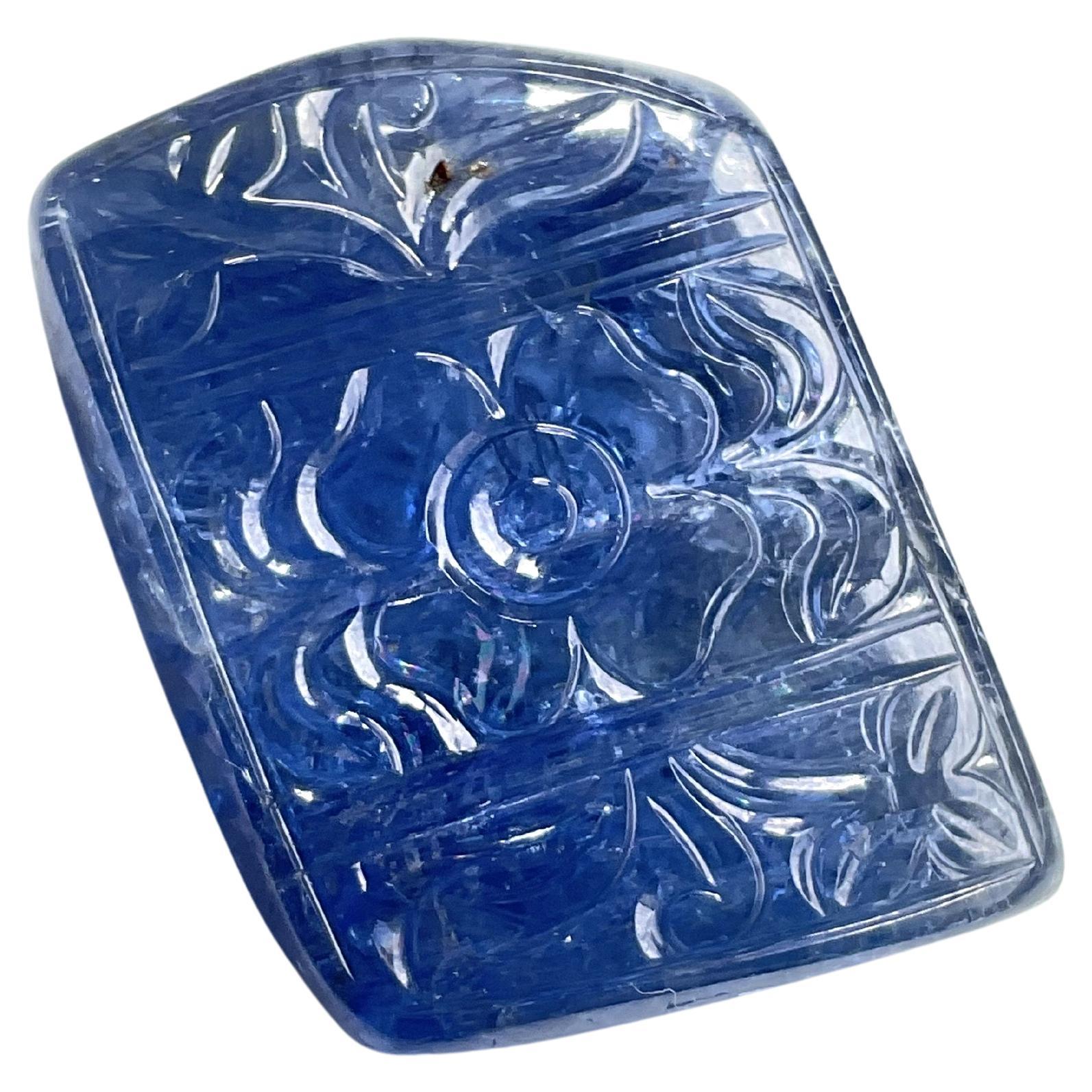 Certified 106.77 cts Burmese No heat Blue Sapphire Carved Specimen Natural gem