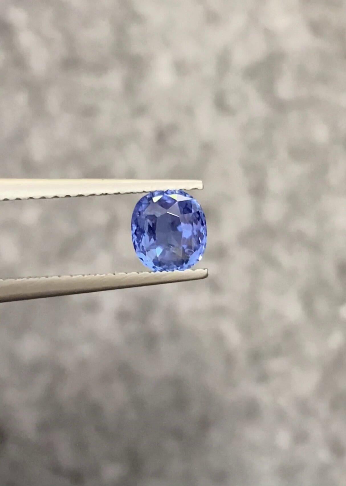 Women's or Men's Certified 1.08 Ct Unheated Blue Sapphire Ceylon Origin Ring Gemstone  For Sale