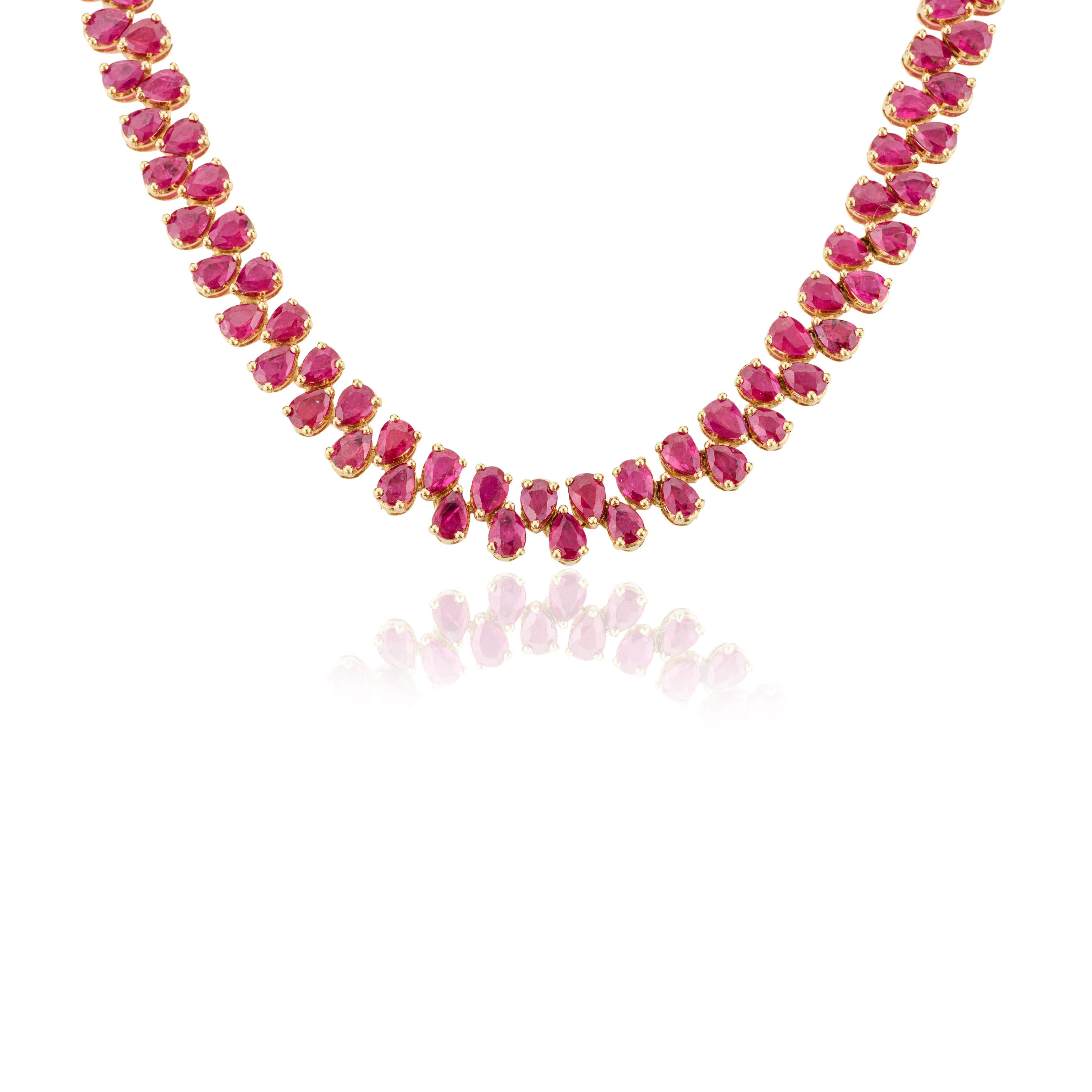 Women's Certified 10.86 Carat Ruby Choker Necklace for Wedding in 18k Solid Yellow Gold For Sale