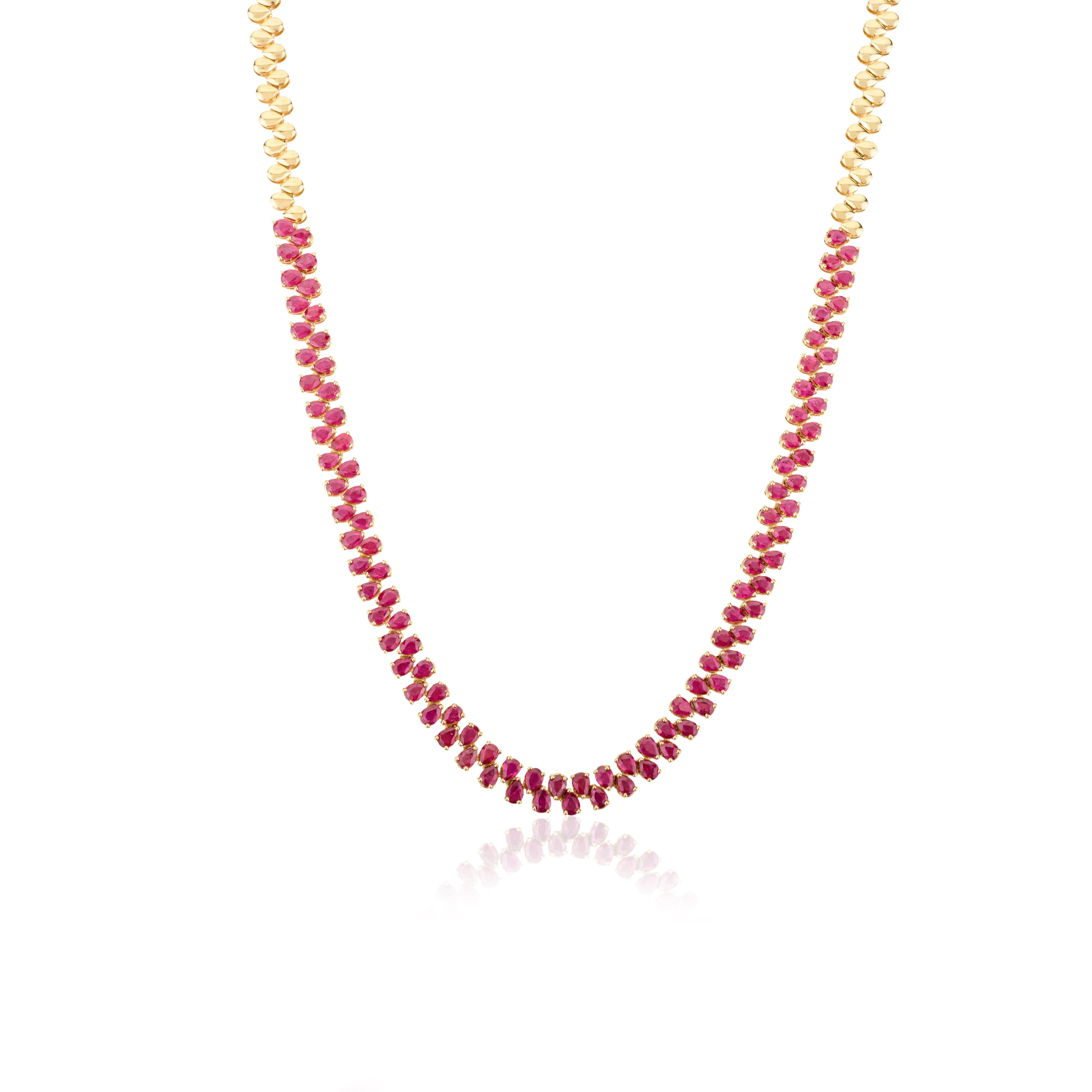 Certified 10.86 Carat Ruby Choker Necklace for Wedding in 18k Solid Yellow Gold For Sale 2