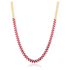 Certified 10.86 Carat Ruby Choker Necklace for Wedding in 18k Solid Yellow Gold
