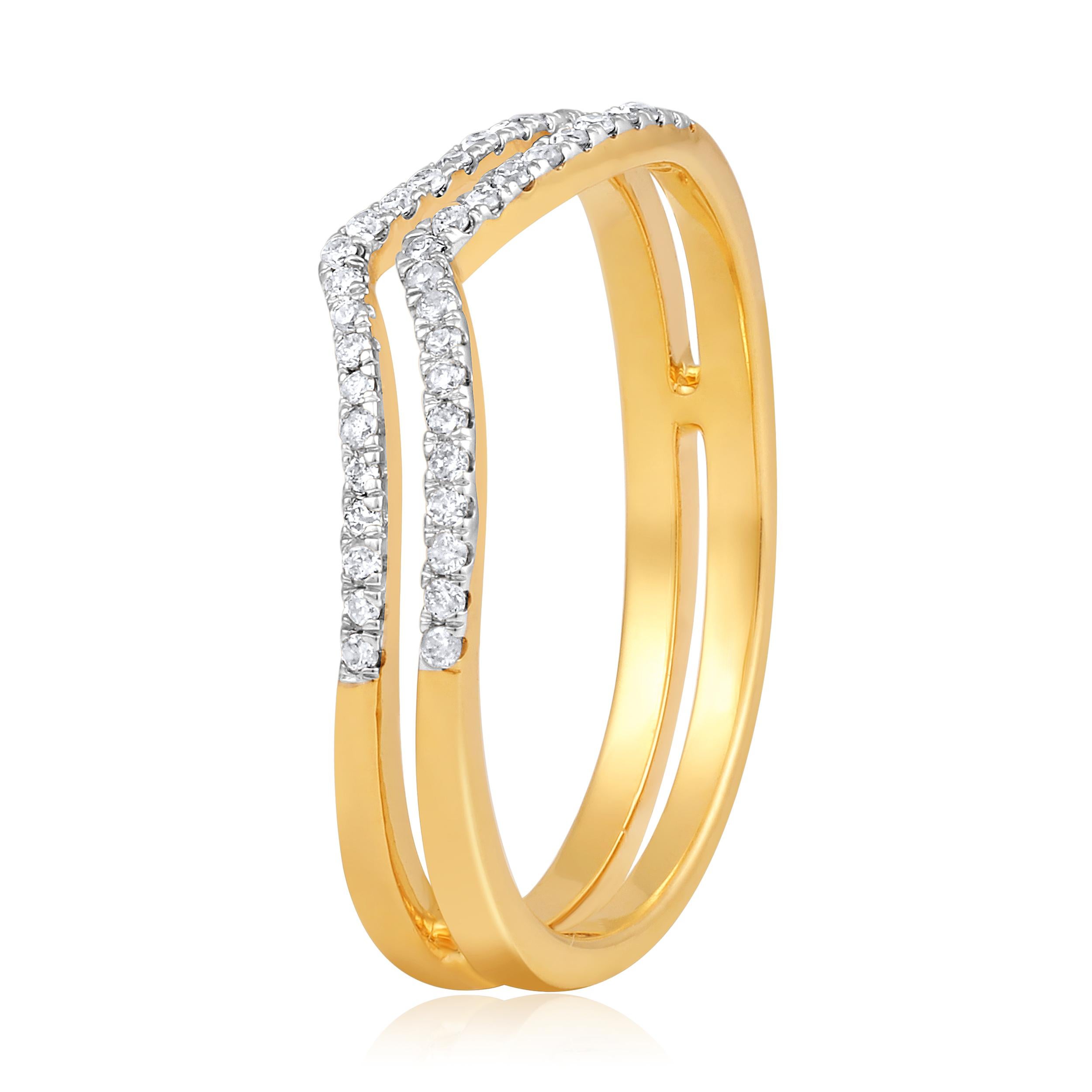 Ring Size: US 7 

Crafted in 2.06 grams of 10K Yellow Gold, the ring contains 41 stones of Round Diamonds with a total of 0.15 carat in F-G color and I1-I2 clarity.

CONTEMPORARY AND TIMELESS ESSENCE: Crafted in 14-karat/18-karat with 100% natural