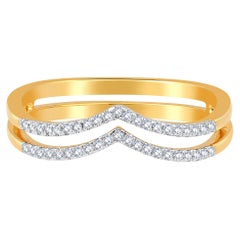 zertifizierter 10K Gold 0,15 Karat natürlicher Diamant Designer 2 geschliffener V Krone Gelber Ring