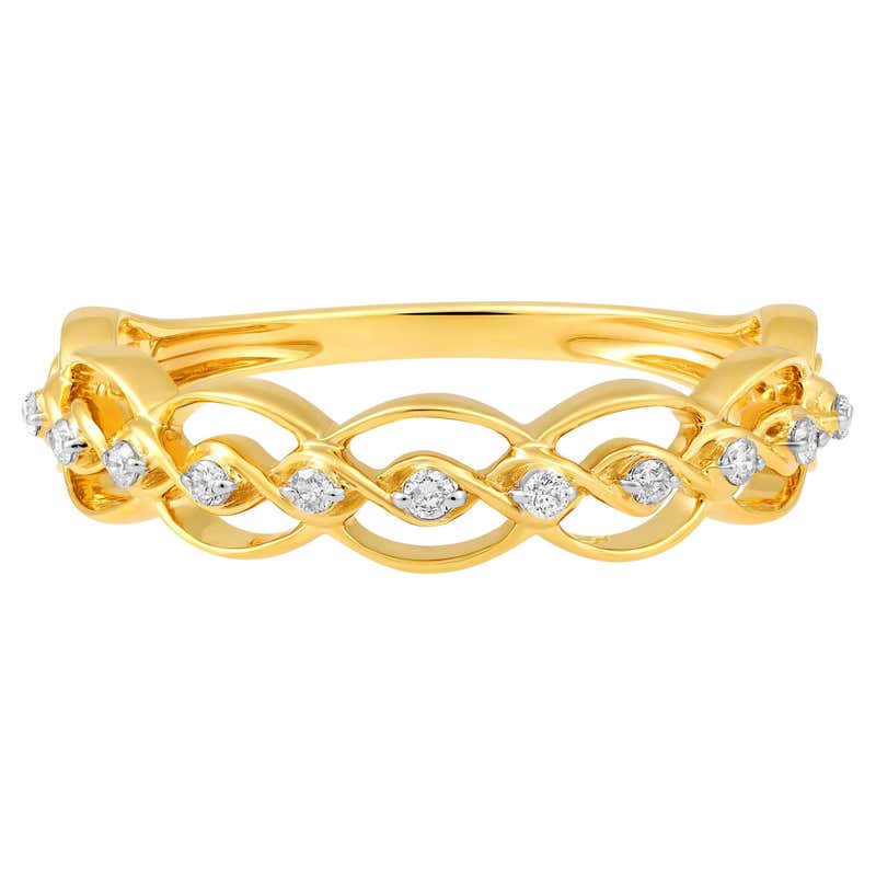 Certified 10k Gold 0.15 Carat Natural Diamond Designer Infinity Loop ...