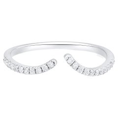 Bague en or 10 carats certifiée avec diamants naturels 0,16 carat en forme de vague ouverte courbée