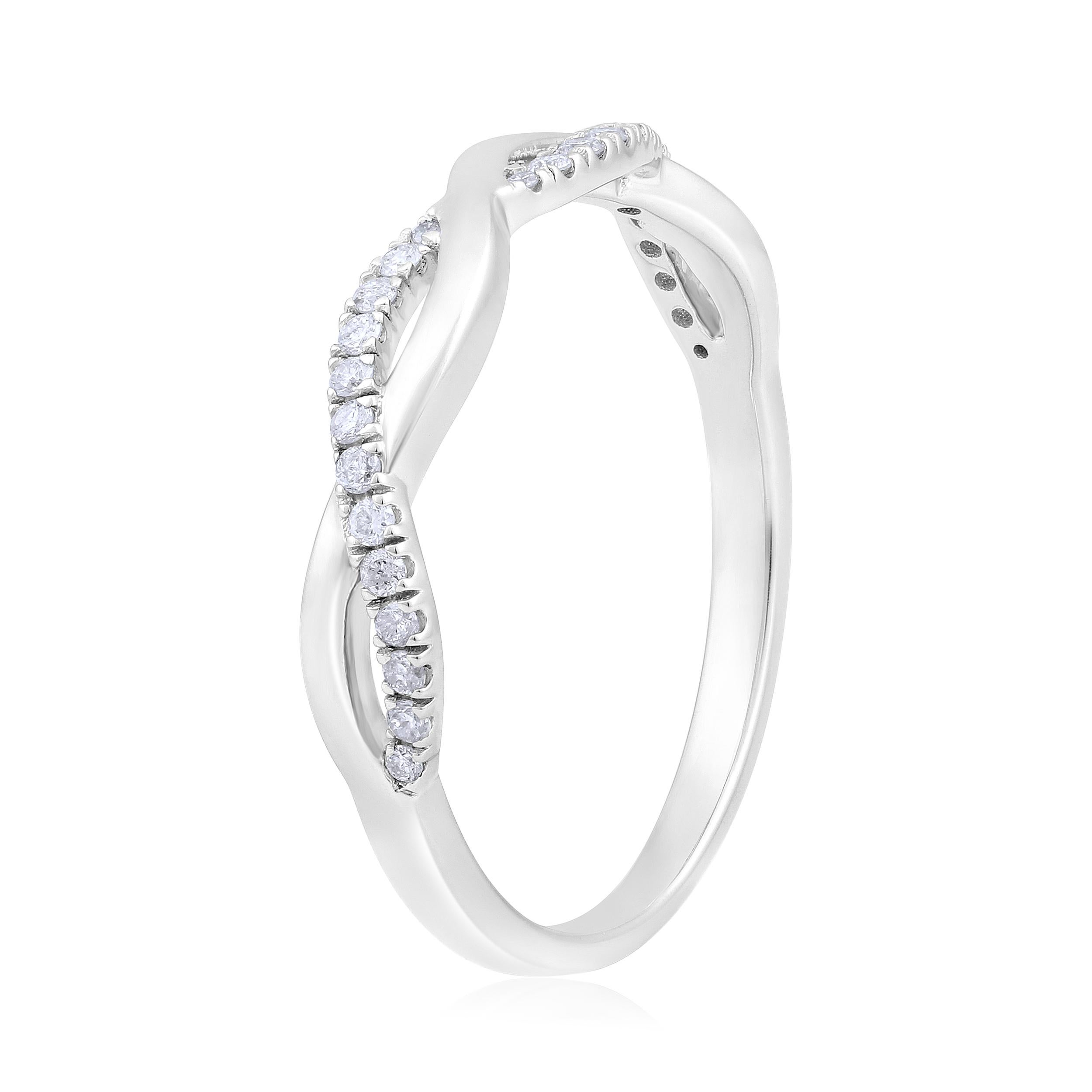 Ring Size: US 7.5 

Crafted in 1.83 grams of 10K White Gold, the ring contains 26 stones of Round Diamonds with a total of 0.16 carat in F-G color and I1-I2 clarity.

CONTEMPORARY AND TIMELESS ESSENCE: Crafted in 14-karat/18-karat with 100% natural