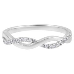 Certified 10k Gold 0.16 Carat Natural Diamond Designer Infinity Loop White Ring