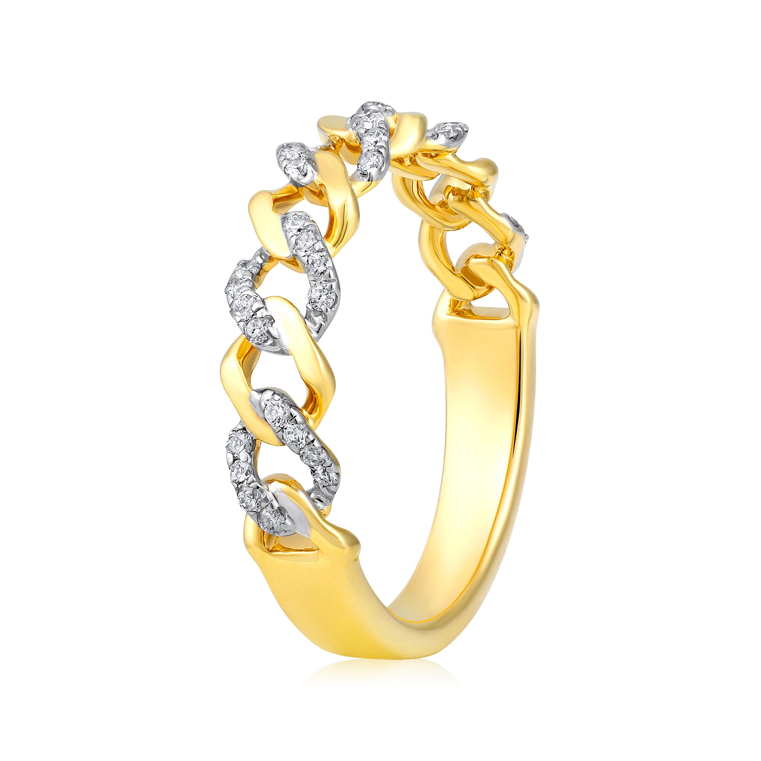 Taille de la bague : US 7 

Fabriquée en or jaune 10K de 2,83 grammes, la bague contient 40 diamants ronds naturels d'un total de 0,25 carat de couleur F-G et de pureté I1-I2.

UNE ESSENCE CONTEMPORAINE ET INTEMPORELLE : Fabriqué en 14 carats/18