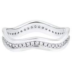 Bague couronne incurvée en or blanc 10 carats certifiée par le designer avec diamants naturels 0,34 carat