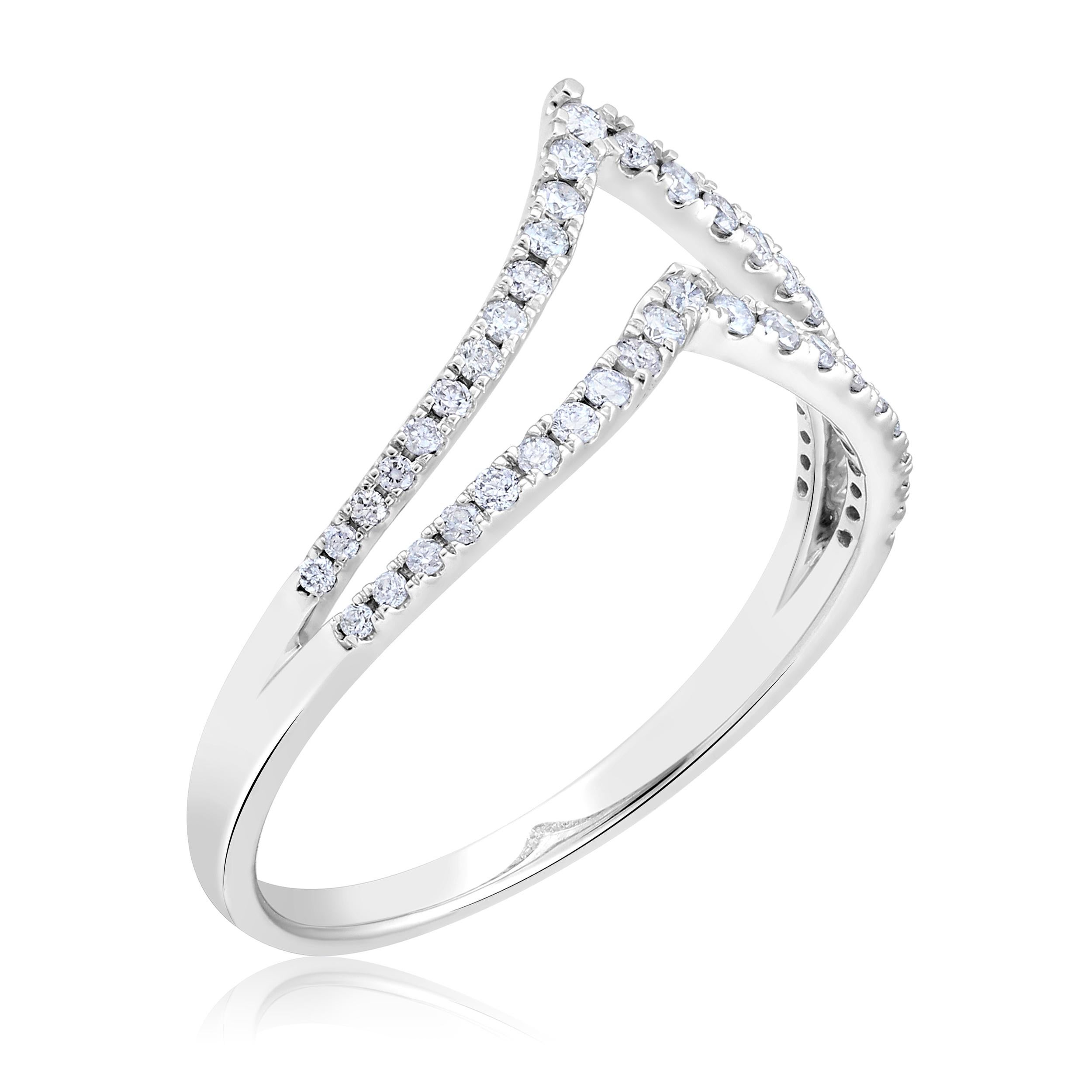 Ring Size: US 7 

Crafted in 1.49 grams of 10K White Gold, the ring contains 47 stones of Round Diamonds with a total of 0.28 carat in F-G color and I1-I2 clarity.

This jewelry piece will be expertly crafted by our skilled artisans upon order.