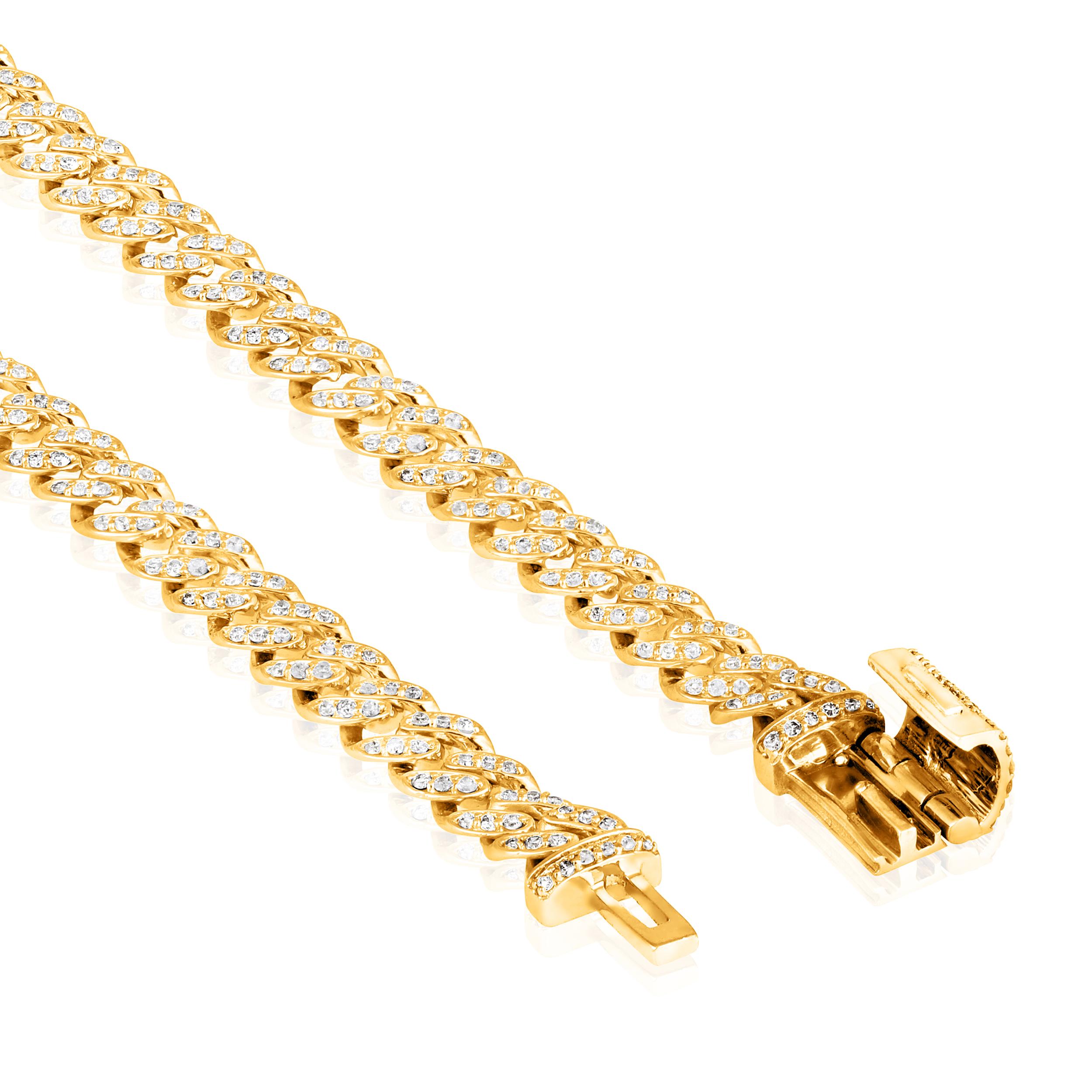 Crafted in 5.58 grams of 10K Yellow Gold, the bracelet contains 432 stones of Round Diamonds with a total of 0.83 carat in F-G color and I1-I2 carat. The bracelet length is 7 inches.

This jewelry piece will be expertly crafted by our skilled