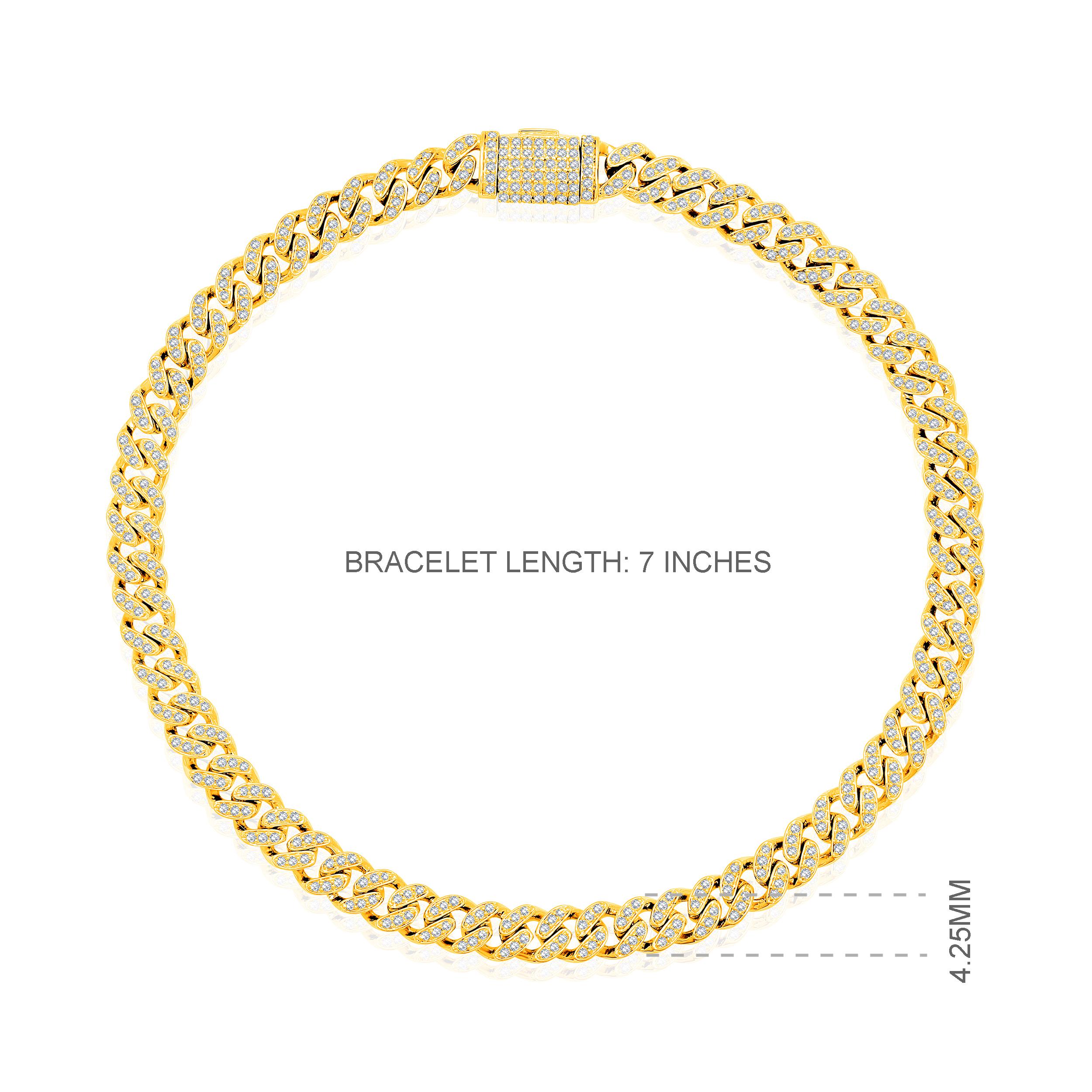 Zertifizierte 10k Gold 0,8 Karat natürlichen Diamanten kubanische Link Kette gelb Armband (Brillantschliff) im Angebot