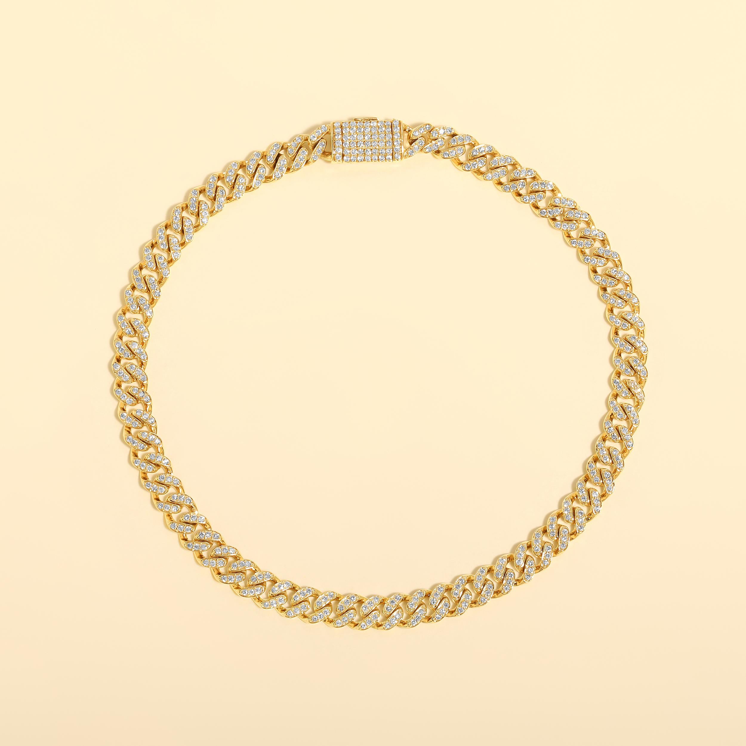 Zertifizierte 10k Gold 0,8 Karat natürlichen Diamanten kubanische Link Kette gelb Armband im Zustand „Neu“ im Angebot in Los Angeles, CA