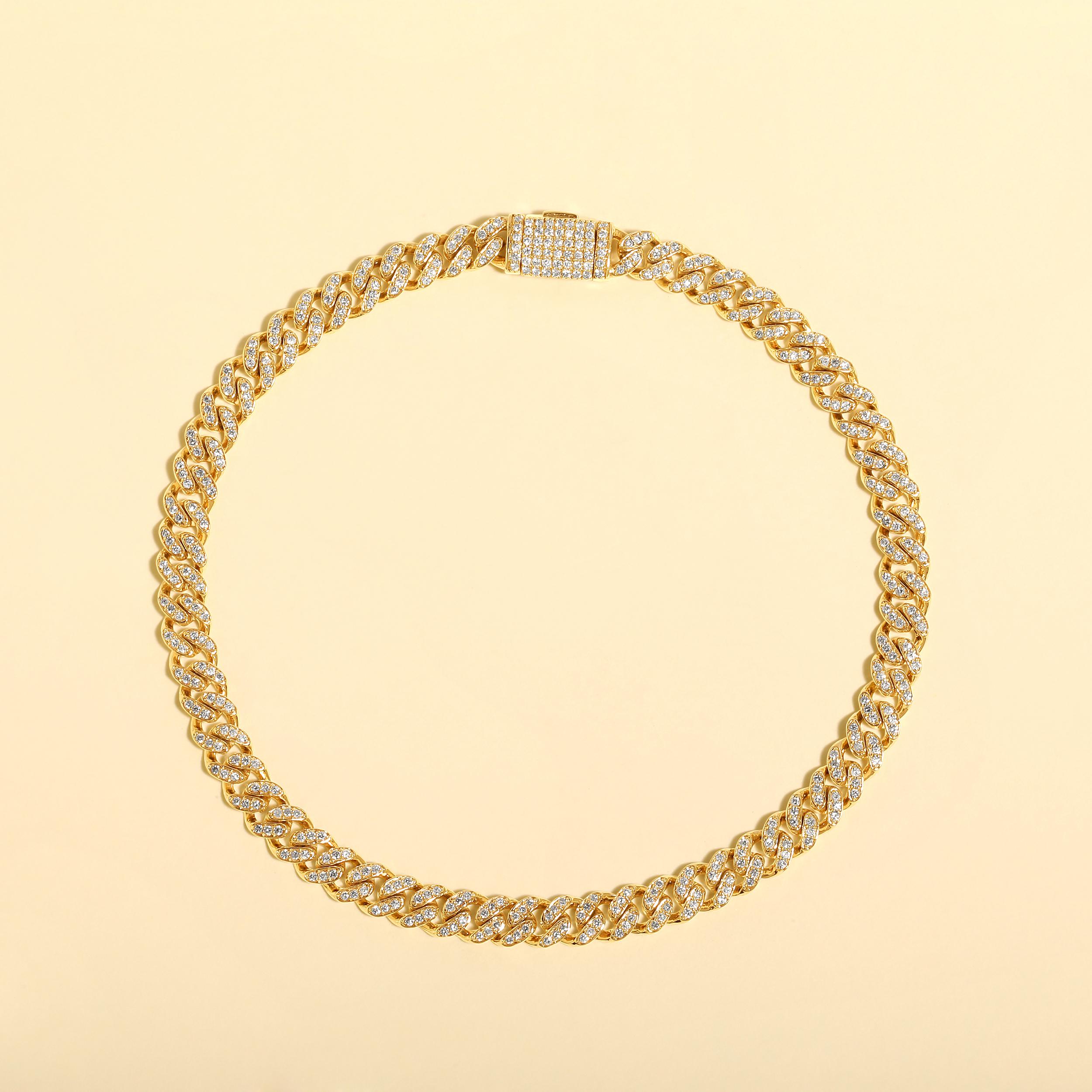 Certified 10k Gold 0.8 Carat Natural Diamond Cuban Link Chain Yellow Bracelet In New Condition For Sale In Los Angeles, CA
