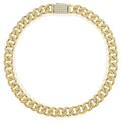 Certified 10k Gold 1.34 Carat Natural Diamond Cuban Link Chain Yellow Bracelet