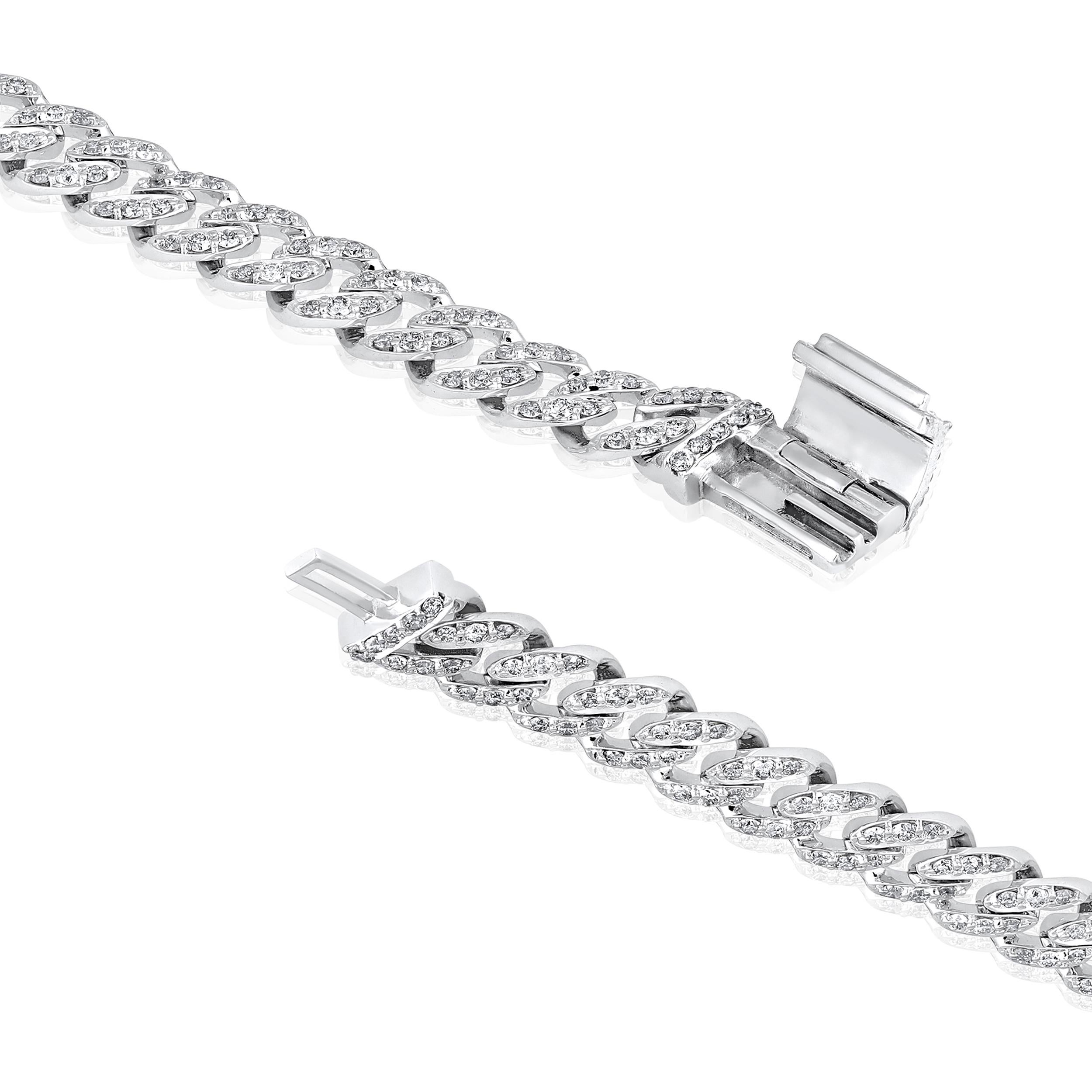 Crafted in 7.21 grams of 10K White Gold, the bracelet contains 321 stones of Round Diamonds with a total of 1.32 carat in F-G color and I1-I2 carat. The bracelet length is 7 inches.

CONTEMPORARY AND TIMELESS ESSENCE: Crafted in 14-karat/18-karat