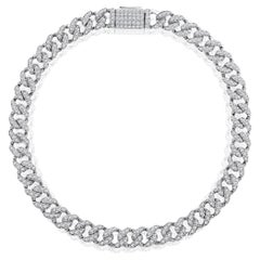 Certified 10k Gold 1.3 Carat Natural Diamond Cuban Link Chain White Bracelet