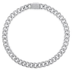 Certified 10k Gold 1.3 Carat Natural Diamond Cuban Link Chain White Bracelet