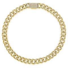 Certified 10k Gold 1.3 Carat Natural Diamond Cuban Link Chain Yellow Bracelet