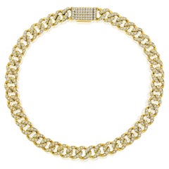 Certified 10k Gold 1.3 Carat Natural Diamond Cuban Link Chain Yellow Bracelet