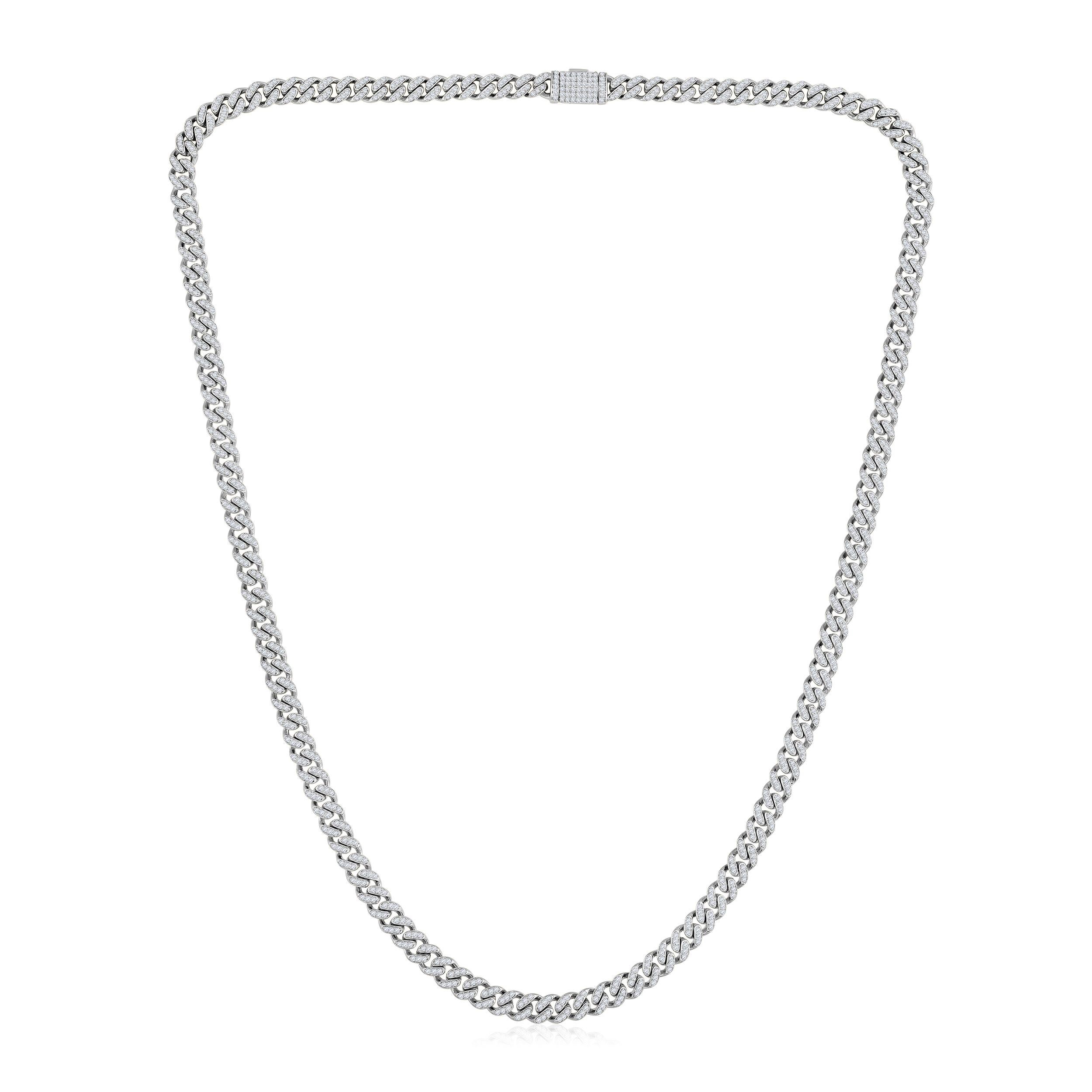 Crafted in 16.5 grams of 10K Yellow Gold, the necklace contains 732 stones of Round Diamonds with a total of 2.97 carat in F-G color and I1-I2 carat. The necklace length is 16 inches.

CONTEMPORARY AND TIMELESS ESSENCE: Crafted in 14-karat/18-karat