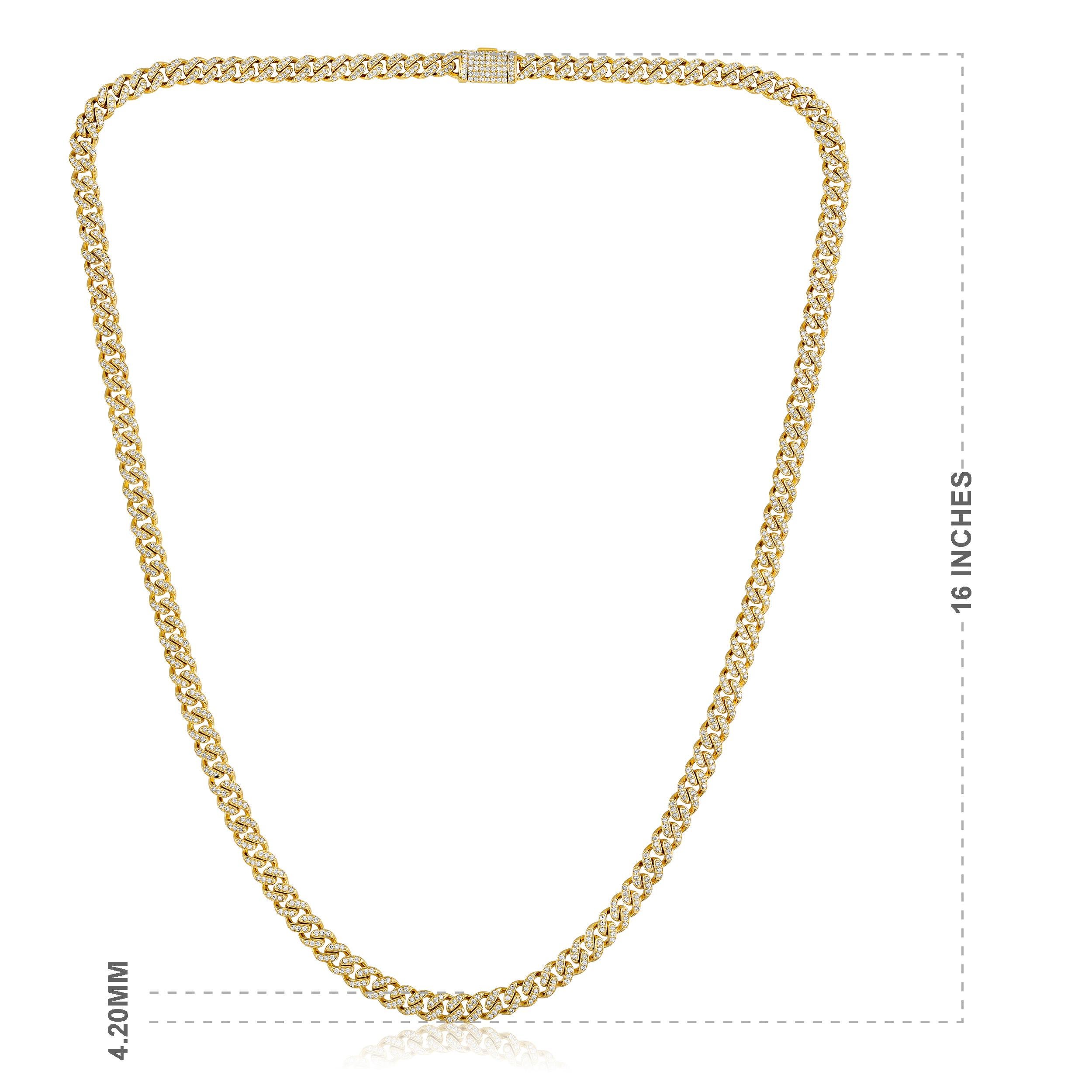 Brilliant Cut Certified 10k Gold 1.8 Carat Natural Diamond Cuban Chain Link Yellow Necklace For Sale