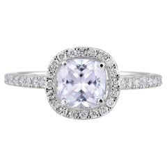 Certified 10k Gold 2.15ct Natural Diamond w/ Cubic Zirconia April Cushion Ring