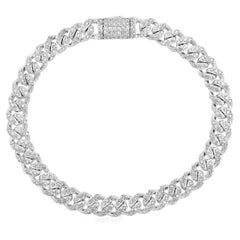 Bracelet à maillons cubains de 7 mm en or 10 carats avec diamants naturels 2,4 carats F-I1 certifiés