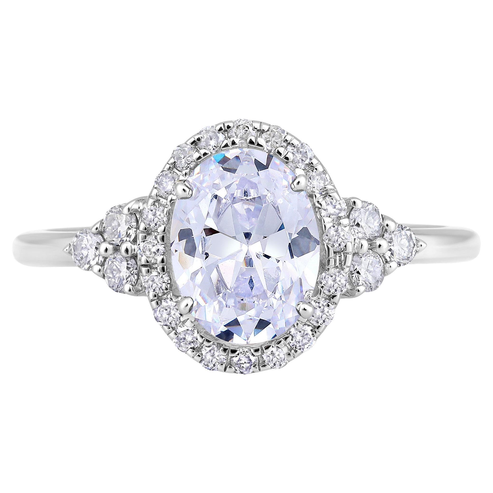 Olivia 3.5 Carat Oval with Ovals Cubic Zirconia Halo Cluster Ring -  Mystique of Palm Beach