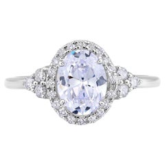 Certified 10k Gold 2.4ct Natural Diamond W/ Cubic Zirconia April Oval Halo Ring