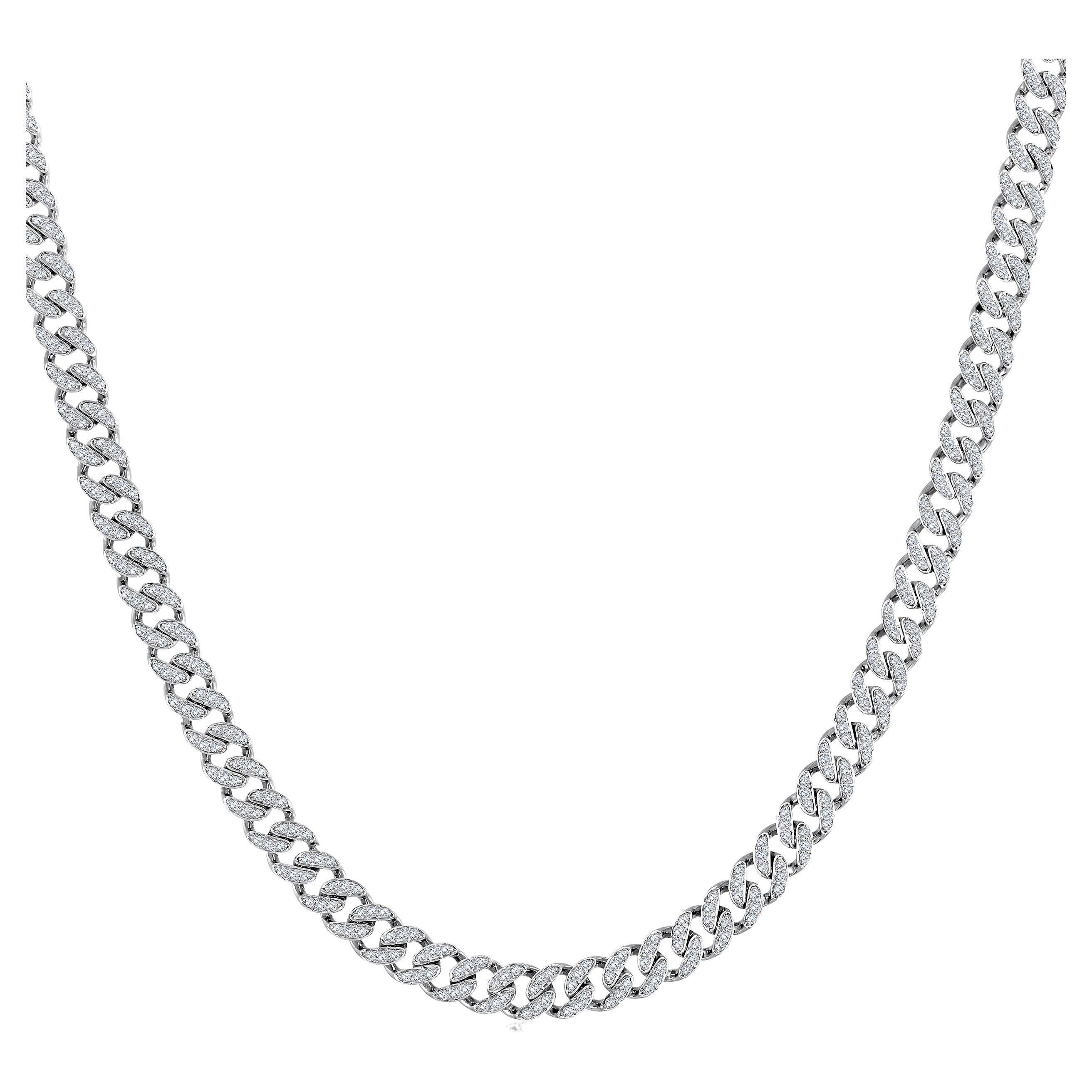 Certified 10k Gold 3 Carat Natural Diamond Cuban Chain Link White