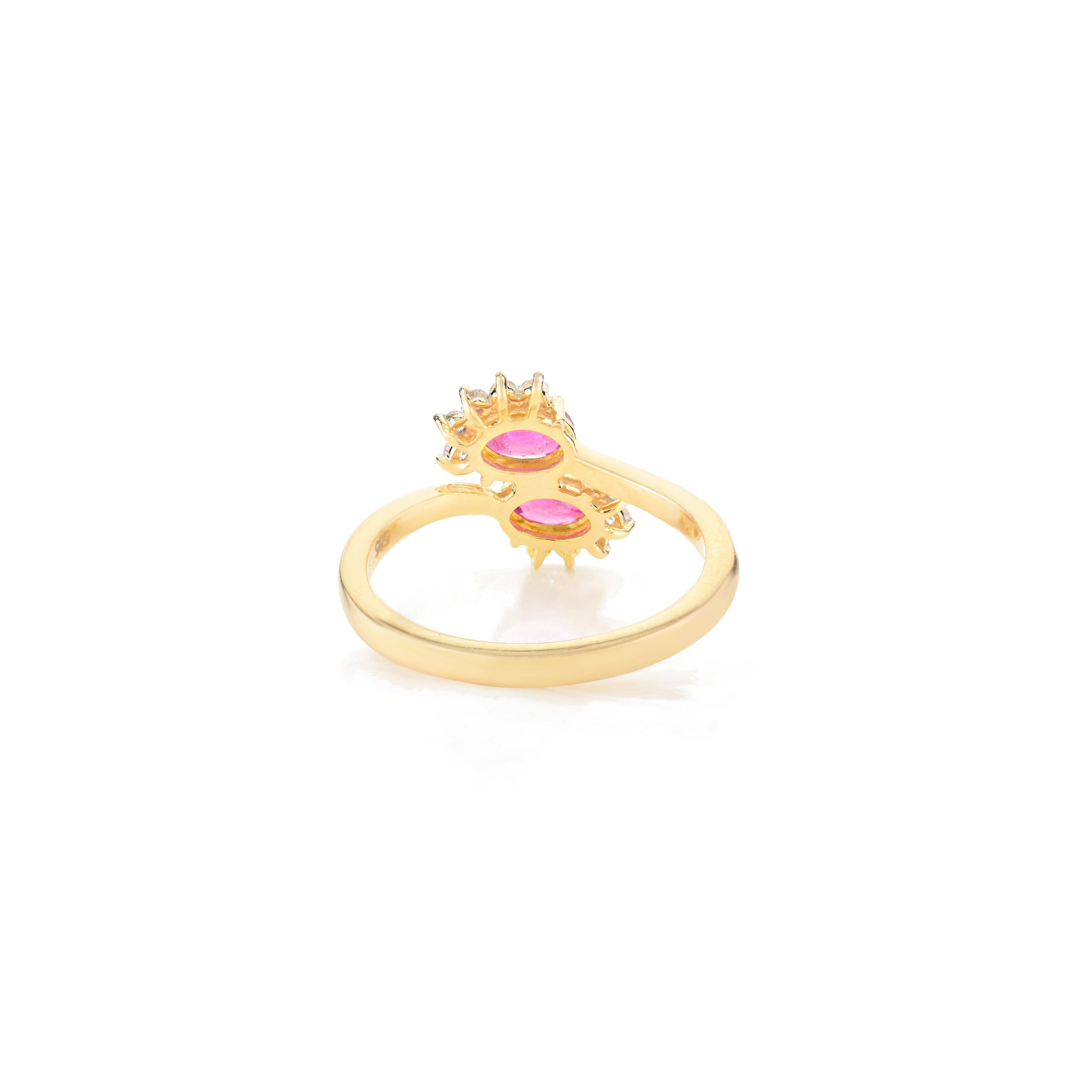 En vente :  Bague de mariage en or jaune massif 14 carats avec rubis certifié 1,1 carat poids total et diamants 7