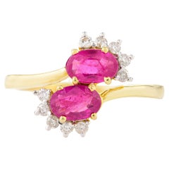 Alianza de Rubí certificado de 1,1 CTW con diamantes en oro amarillo macizo de 14k