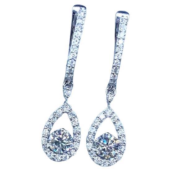 Zertifizierte 1,10 Karat Diamanten 18K Gold Ohrringe im Angebot