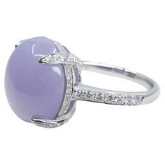 Certified 11.36Cts Lavender Jade & Diamond Ring With Hidden halo. Substantial