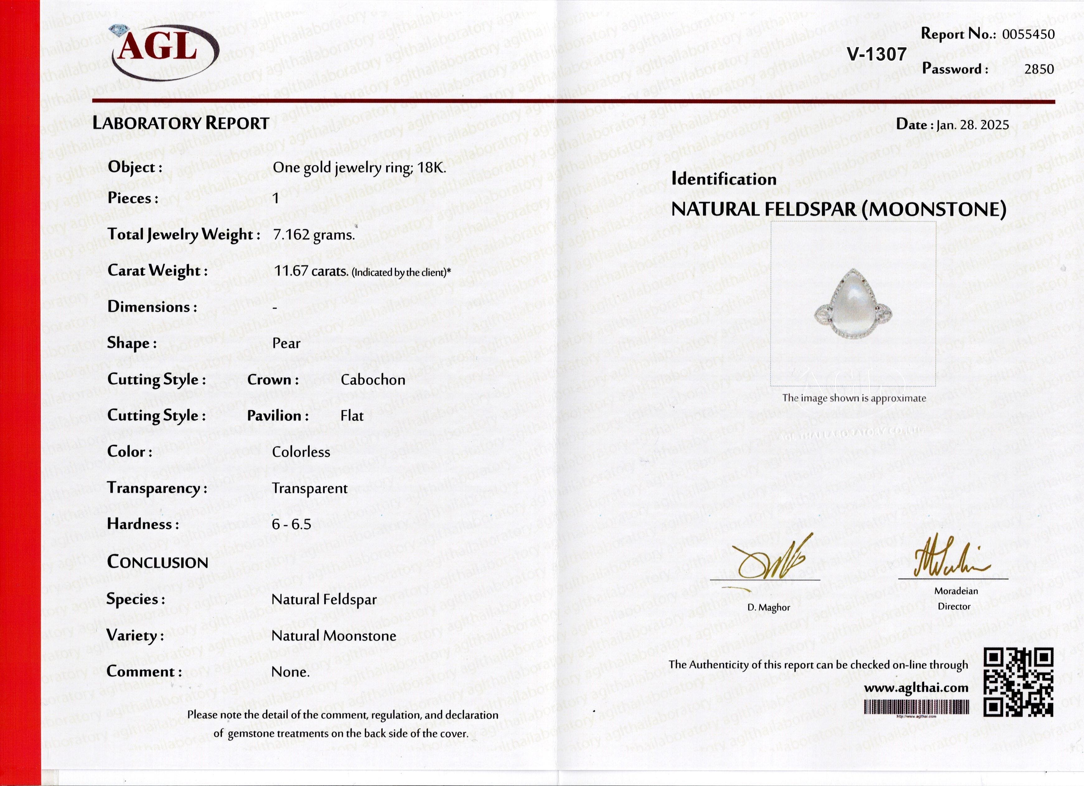 Certified 11.67 Carat Moonstone and Diamond Three Stone Cocktail Engagement Ring For Sale 8