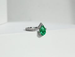 Certified 1.17ct Muzo Green Colombian Emerald and Diamond Platinum Ring
