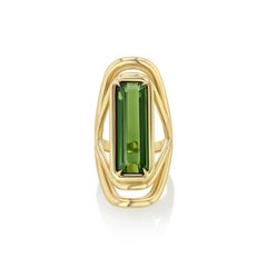 Tourmaline verte profonde certifiée 11ct sertie d'or jaune 18k