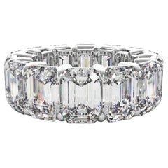 Bracelet d'éternité certifié en diamant taille émeraude de 12 carats